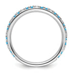 14k White Gold Stackable Expressions Blue Topaz and Diamond Ring