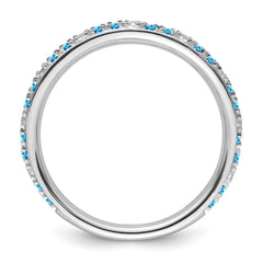 14k White Gold Stackable Expressions Blue Topaz and Diamond Ring