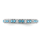 14k White Gold Stackable Expressions Blue Topaz and Diamond Ring