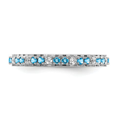 14k White Gold Stackable Expressions Blue Topaz and Diamond Ring