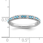 14k White Gold Stackable Expressions Blue Topaz and Diamond Ring