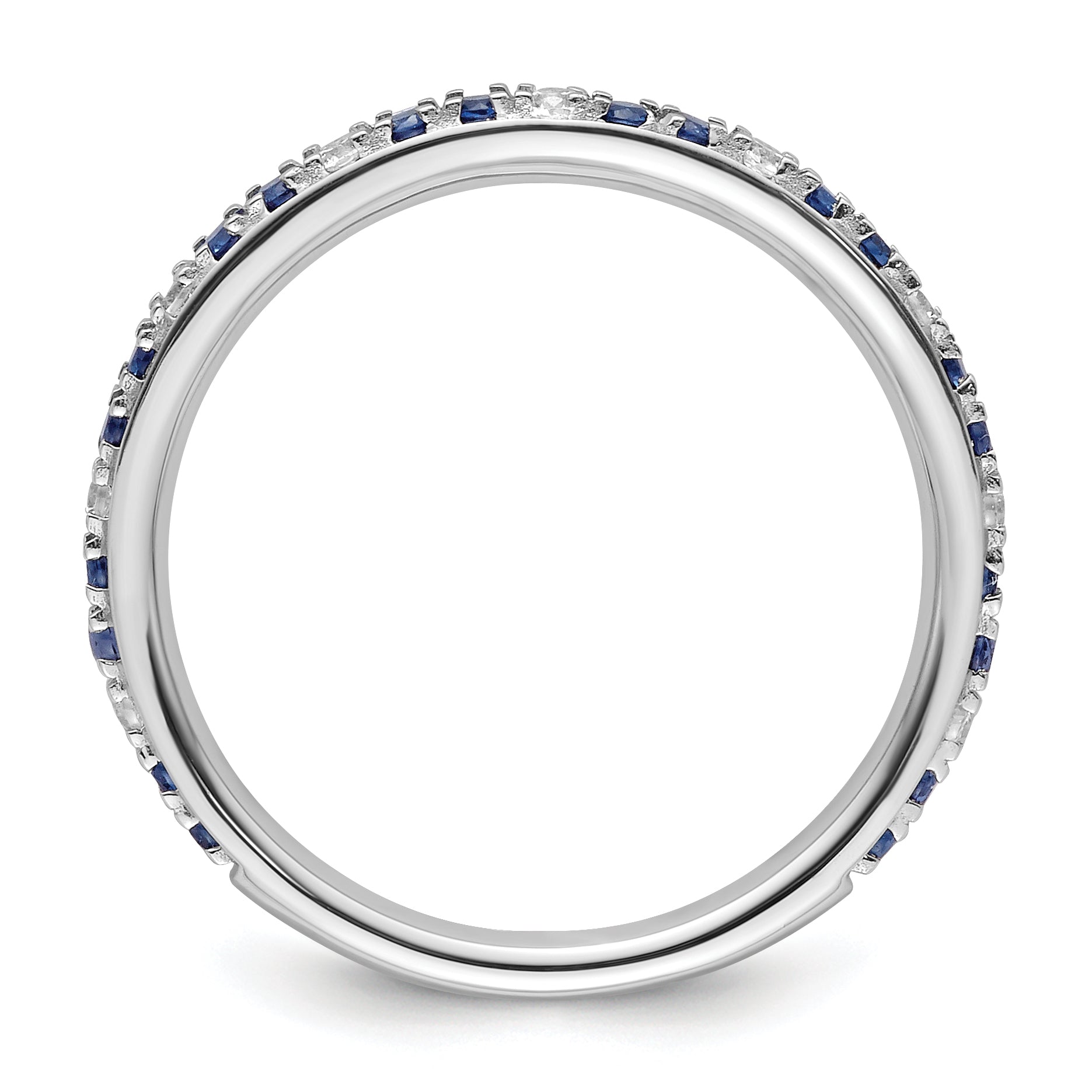 14k White Gold Stackable Expressions Cr.Sapphire and Diamond Ring