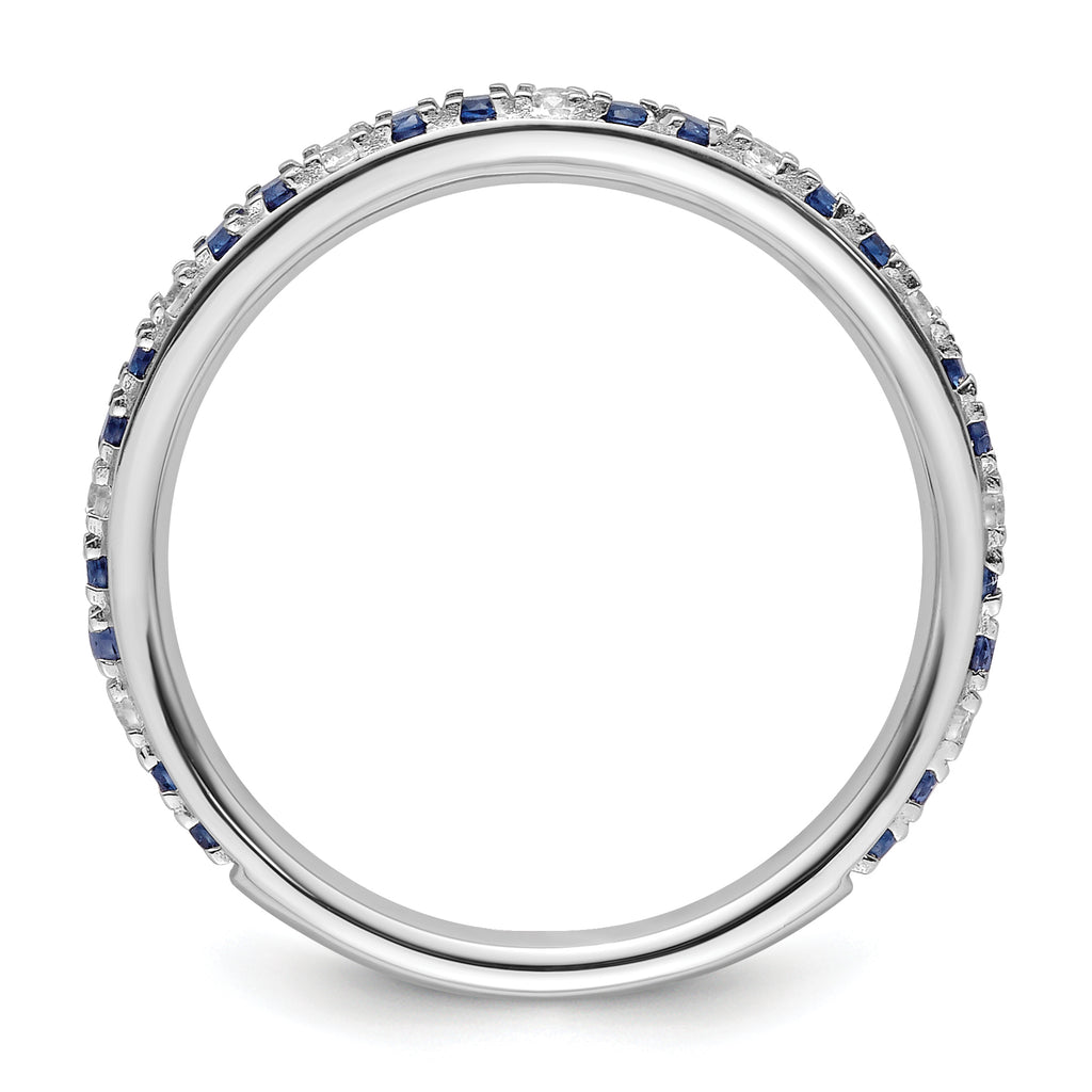 14k White Gold Stackable Expressions Cr.Sapphire and Diamond Ring