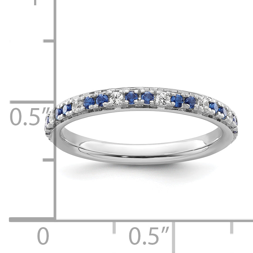 14k White Gold Stackable Expressions Cr.Sapphire and Diamond Ring