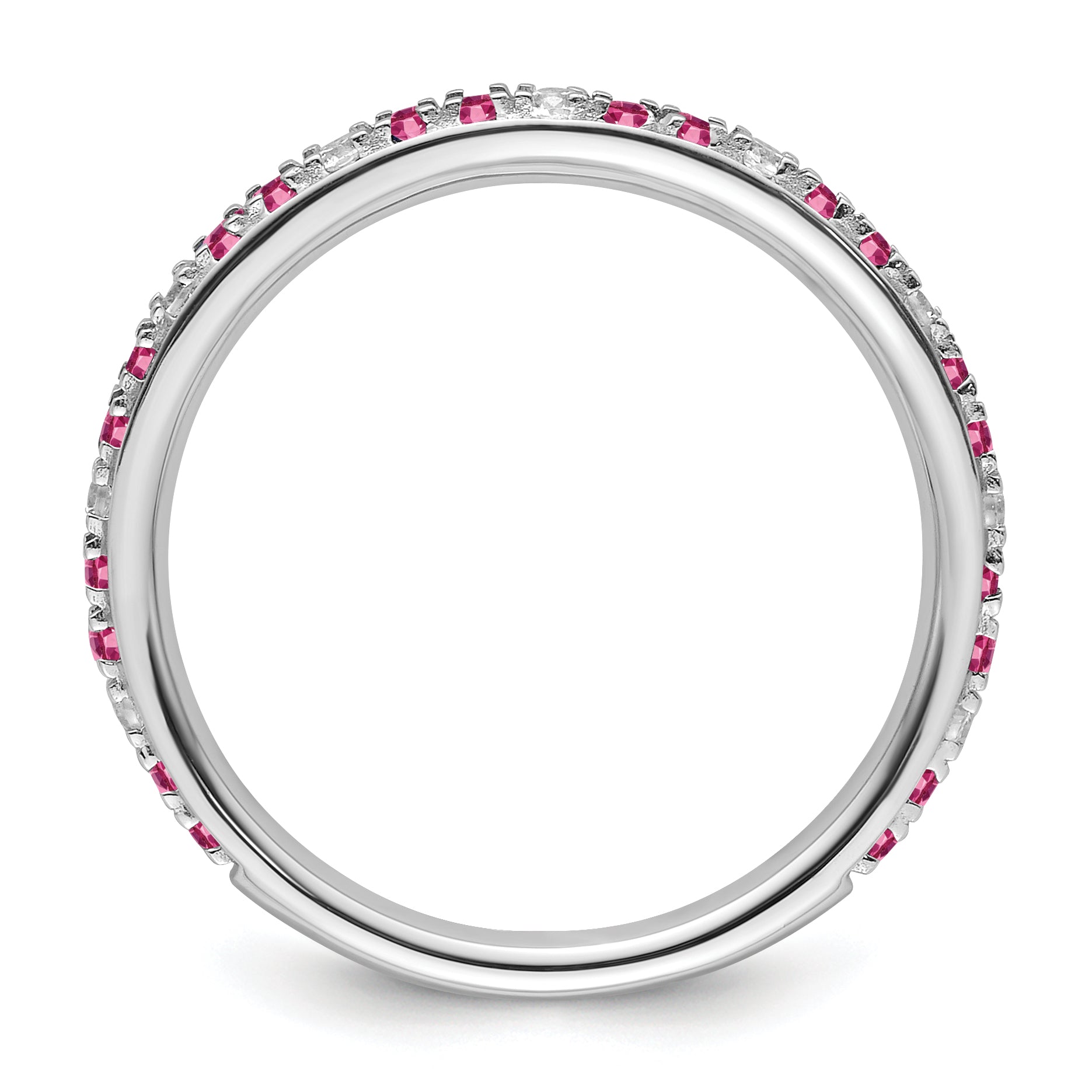 14k White Gold Stackable Expressions Pink Tourmaline/Diamond Ring