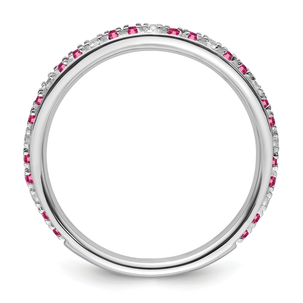 14k White Gold Stackable Expressions Pink Tourmaline/Diamond Ring