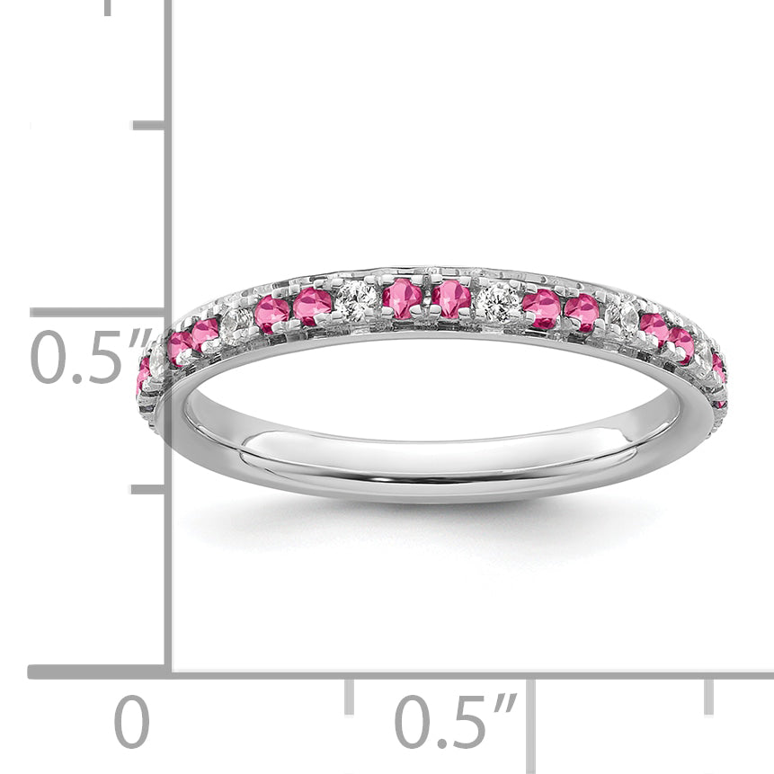 14k White Gold Stackable Expressions Pink Tourmaline/Diamond Ring
