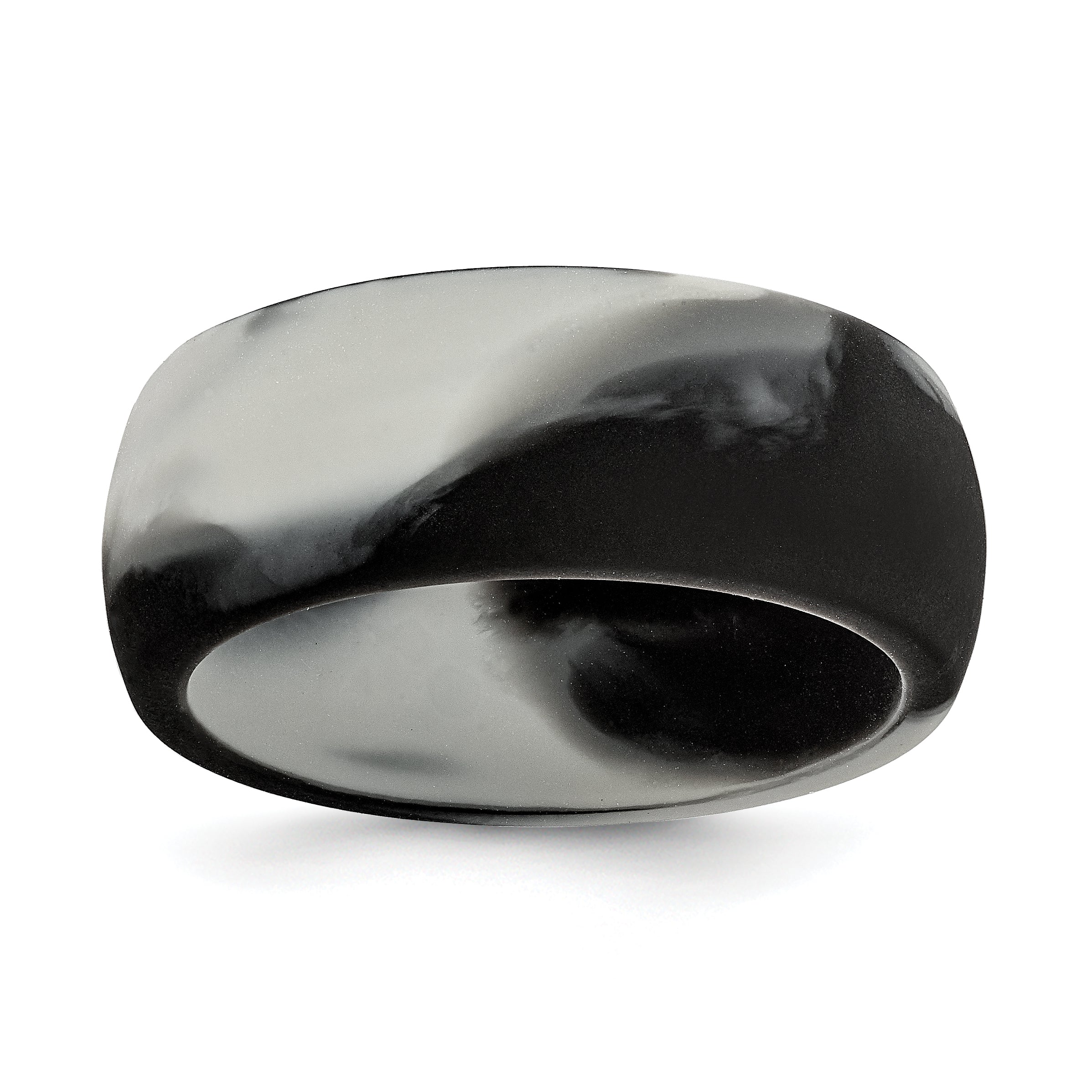 Silicone Black and Grey Camouflage 8.7mm Domed Band Size 9