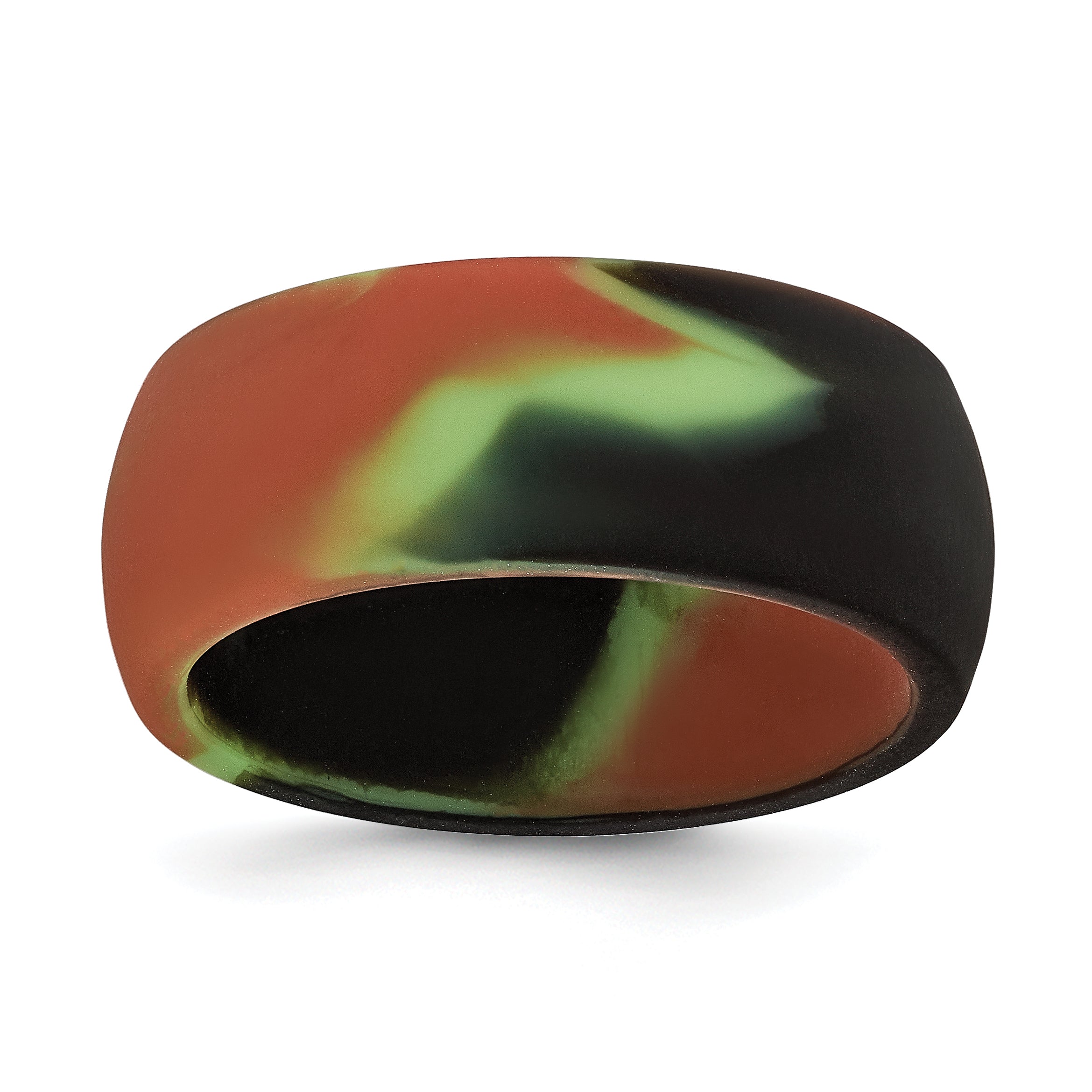 Silicone Green and Brown Camouflage 8.7mm Domed Band Size 9 Main image
