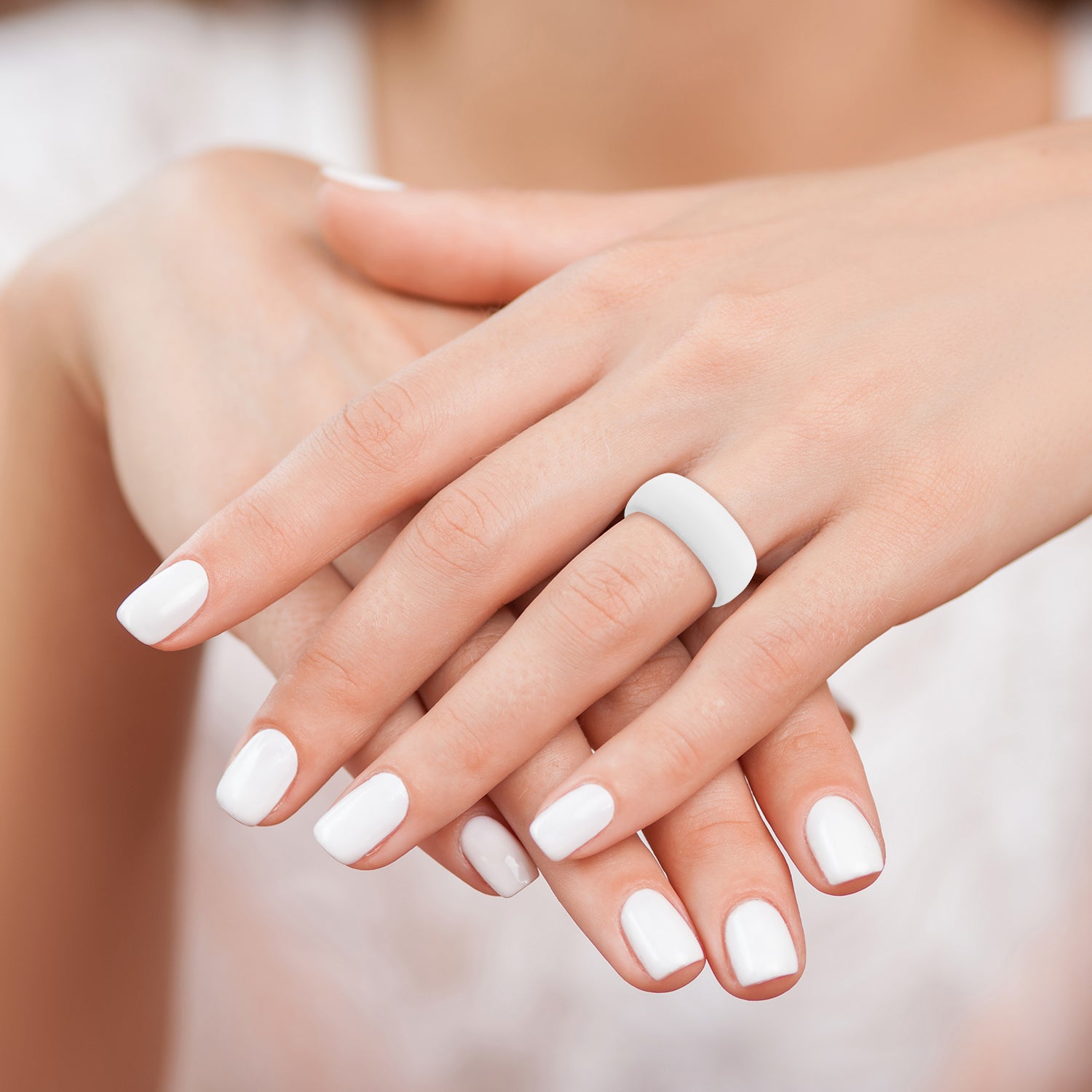 Silicone White 8.7mm Domed Band Size 9