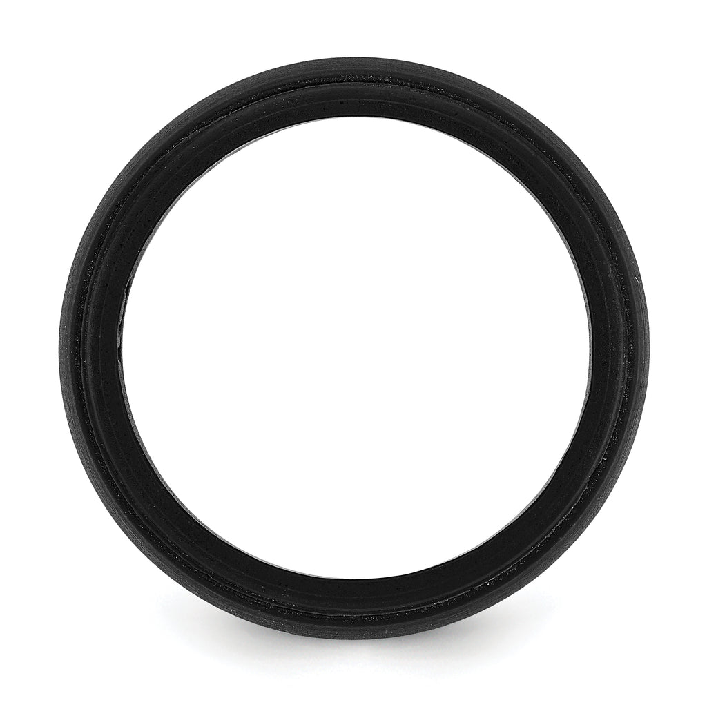 Silicone Black 8mm Ridged Edge Band