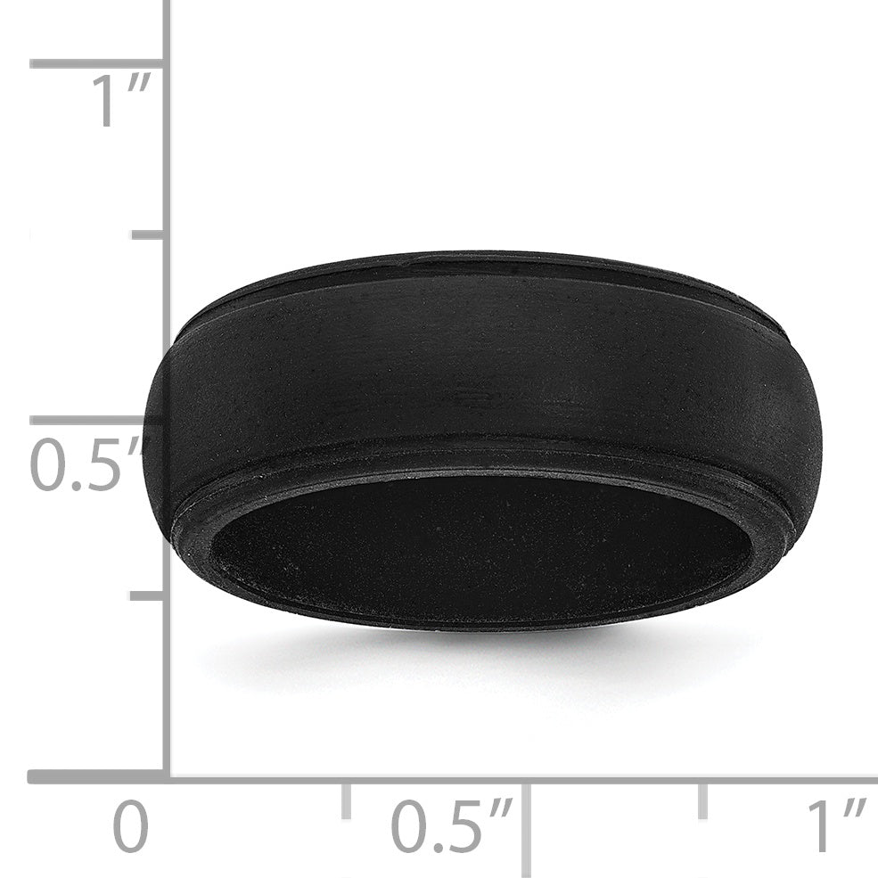 Silicone Black 8mm Ridged Edge Band Size 9