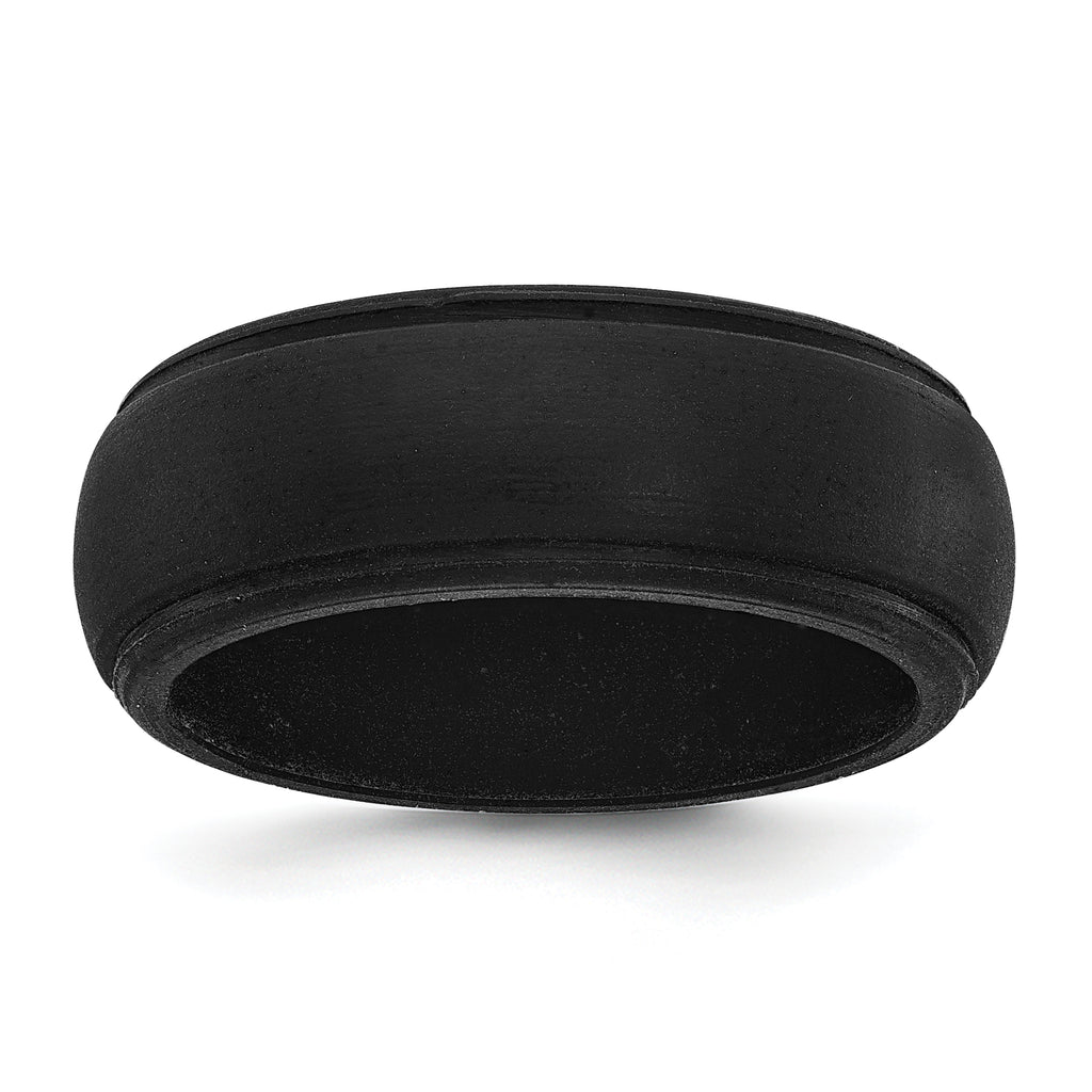 Silicone Black 8mm Ridged Edge Band