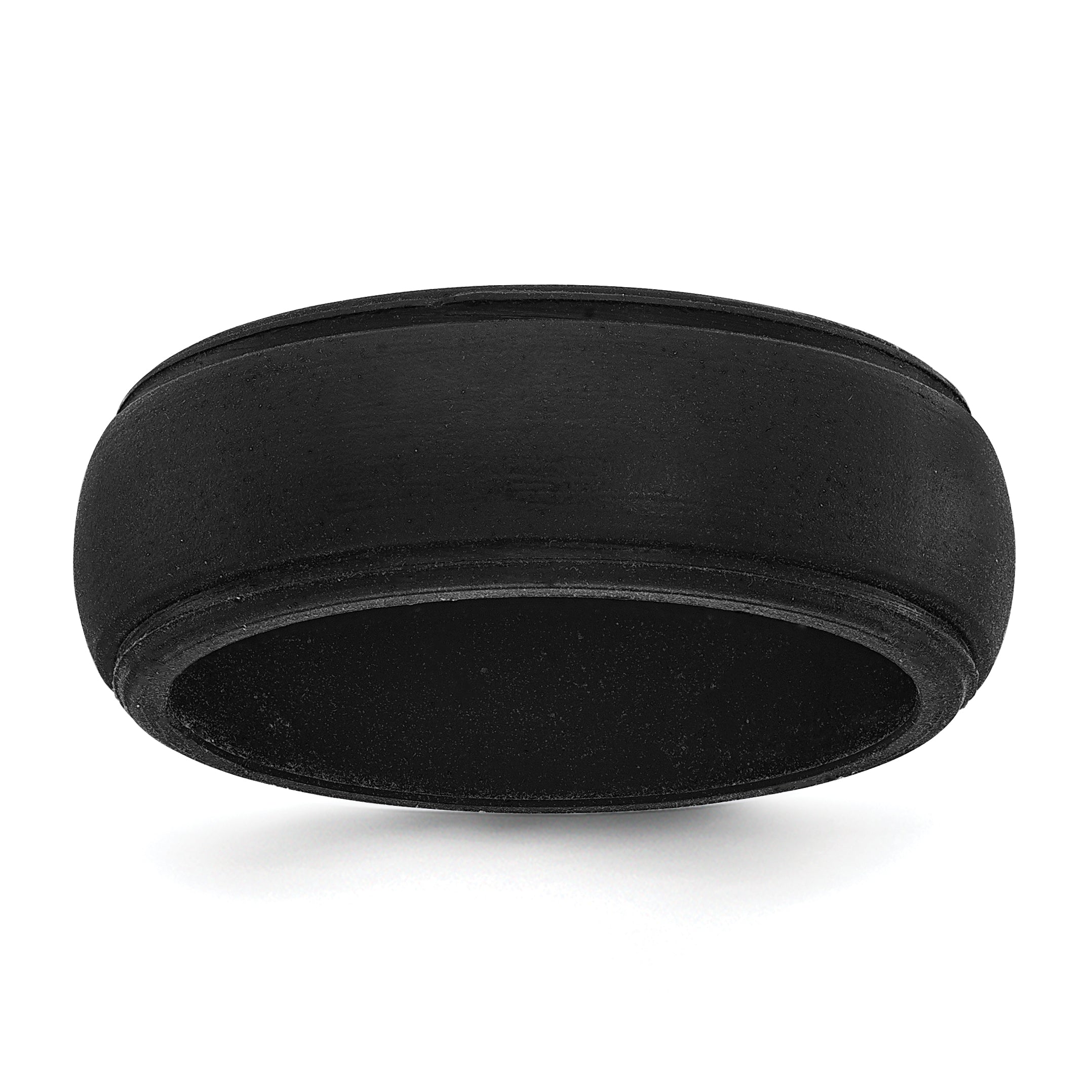 Silicone Black 8mm Ridged Edge Band