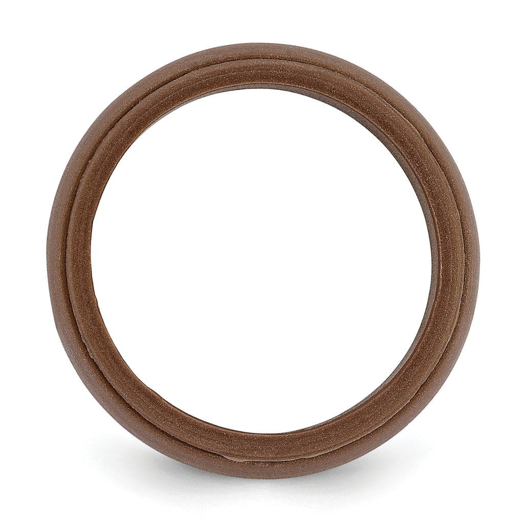 Silicone Bronze Metallic 8mm Ridged Edge Band Size 9