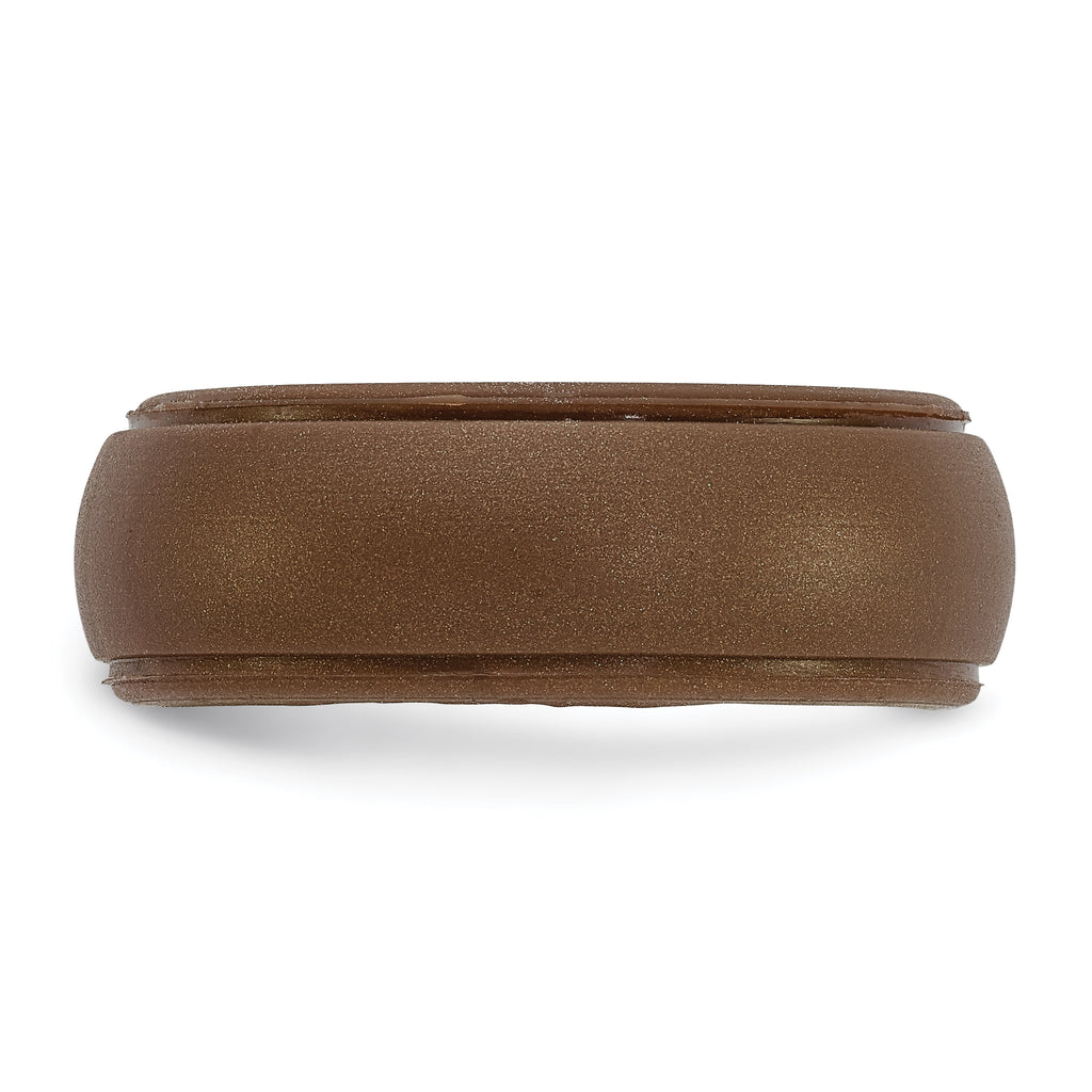 Silicone Bronze Metallic 8mm Ridged Edge Band Size 9