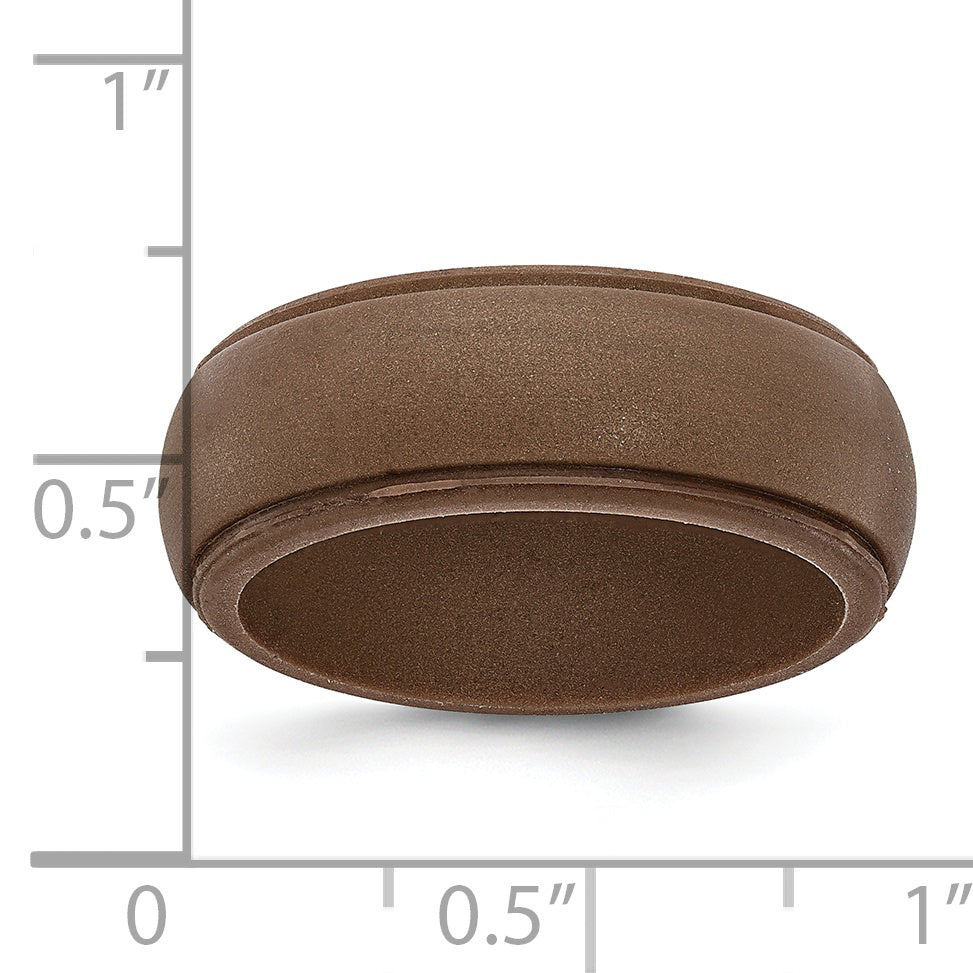 Silicone Bronze Metallic 8mm Ridged Edge Band Size 9