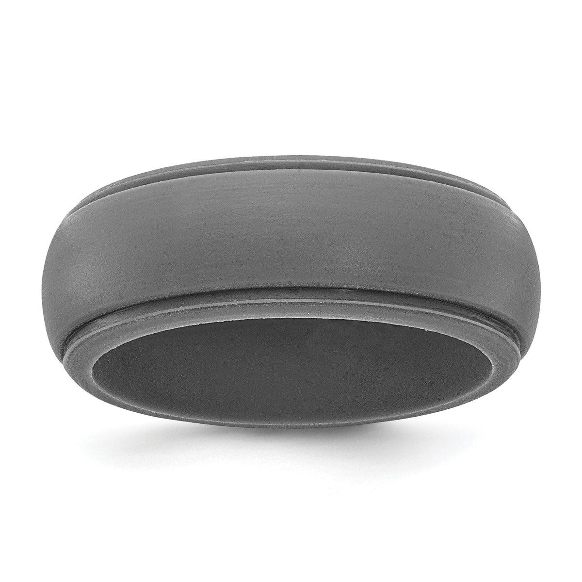 Ridged Edge Wedding Band in Dark Gray Silicone, 8mm, Size 7–14 - Sophia Jewelers Main image