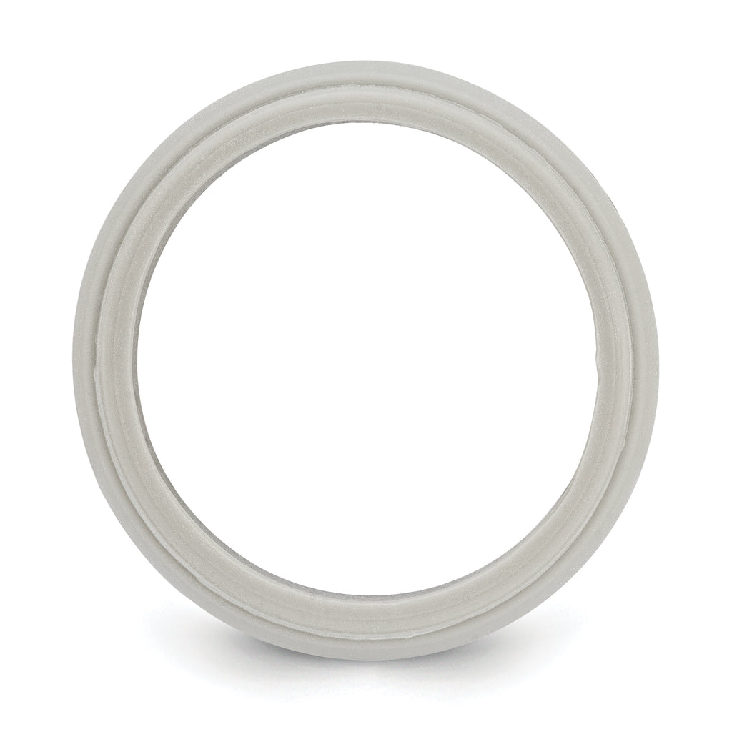 Silicone Grey 8mm Ridged Edge Band Size 9