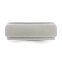 Silicone Grey 8mm Ridged Edge Band Size 9