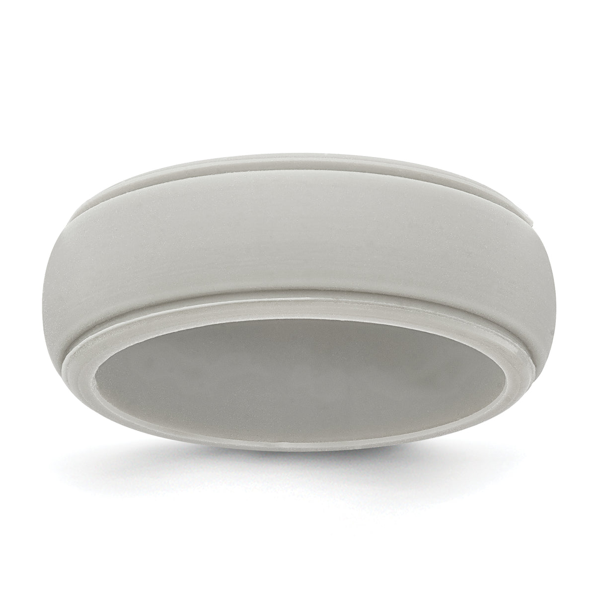 Silicone Grey 8mm Ridged Edge Band Size 9
