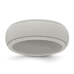 Silicone Grey 8mm Ridged Edge Band Size 9