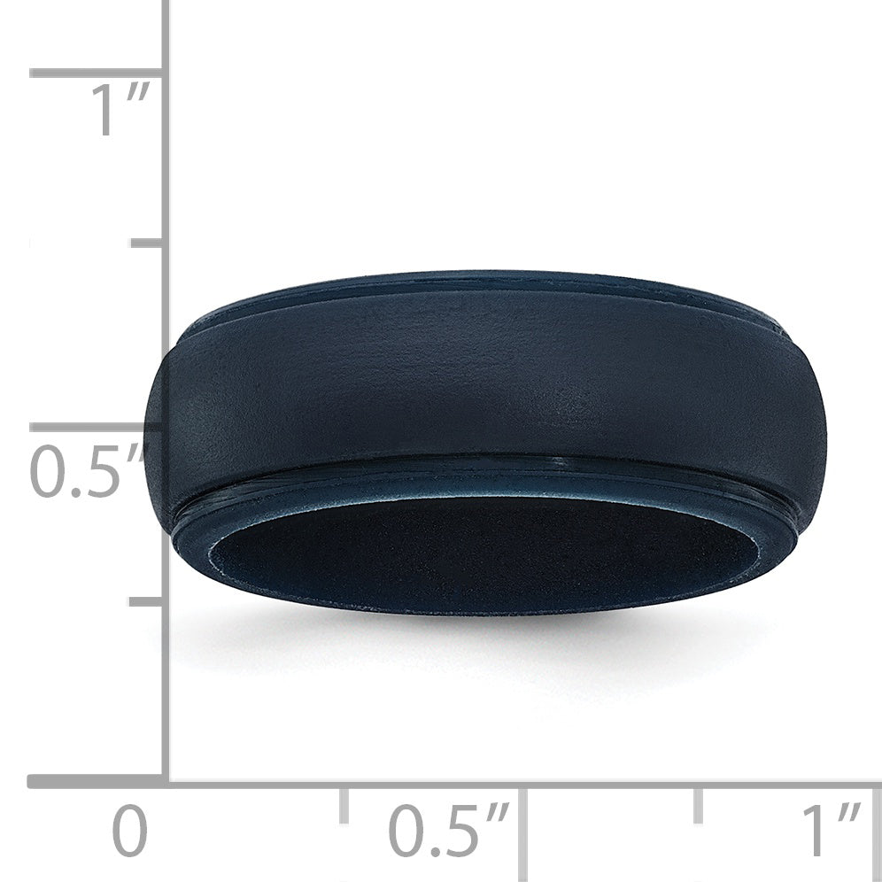 Silicone Navy Blue 8mm Ridged Edge Band Size 9