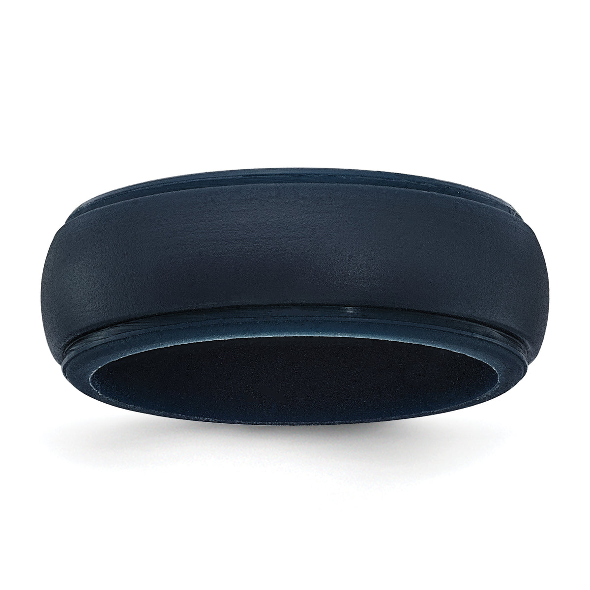 Silicone Navy Blue 8mm Ridged Edge Band Size 9