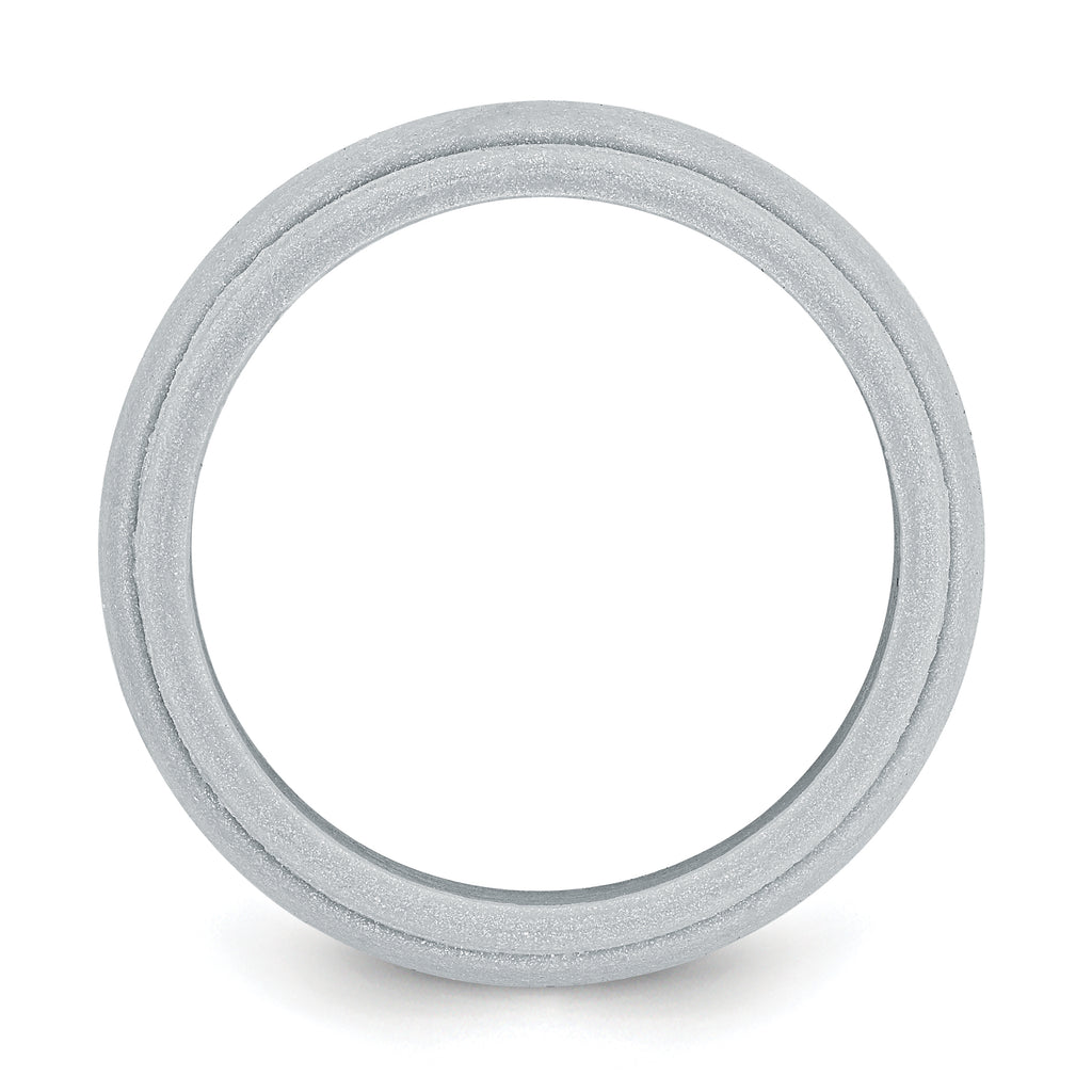 Silicone Silver Metallic 8mm Ridged Edge Band