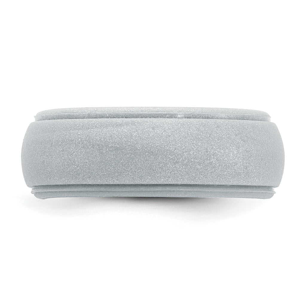 Silicone Silver Metallic 8mm Ridged Edge Band