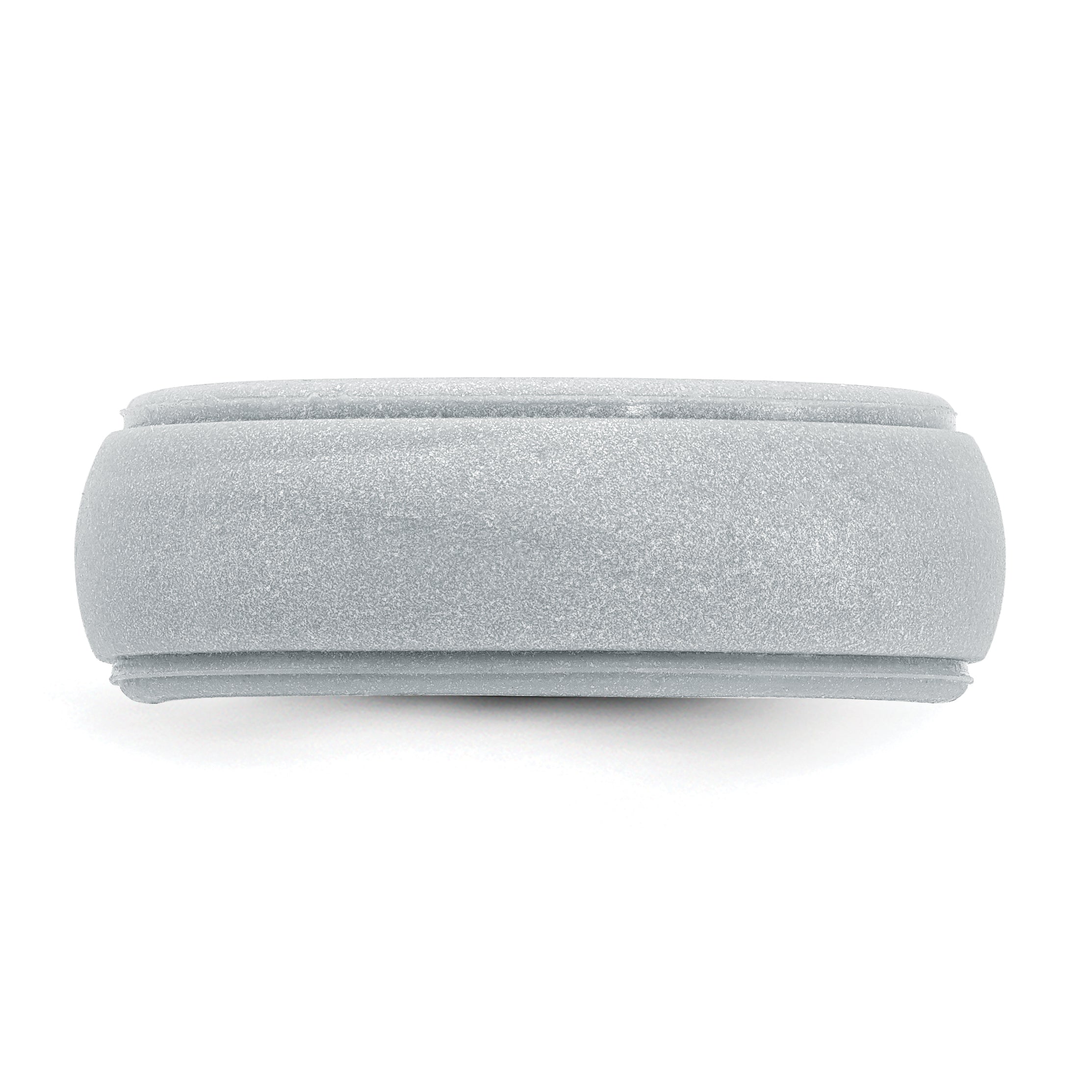 Silicone Silver Metallic 8mm Ridged Edge Band