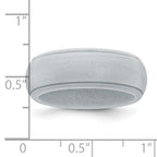 Silicone Silver Metallic 8mm Ridged Edge Band