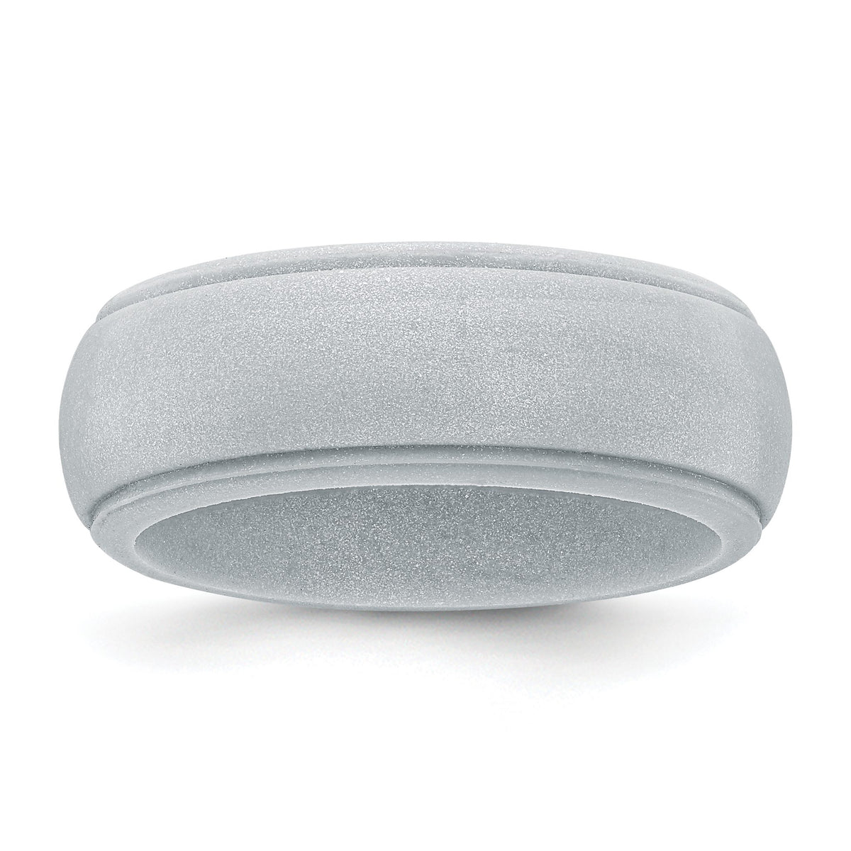 Ridged Edge Wedding Band in Metallic Silver-Tone Silicone, 8mm, Size 7–14 - Sophia Jewelers Main image