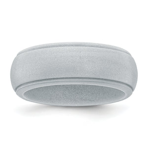 Silicone Silver Metallic 8mm Ridged Edge Band