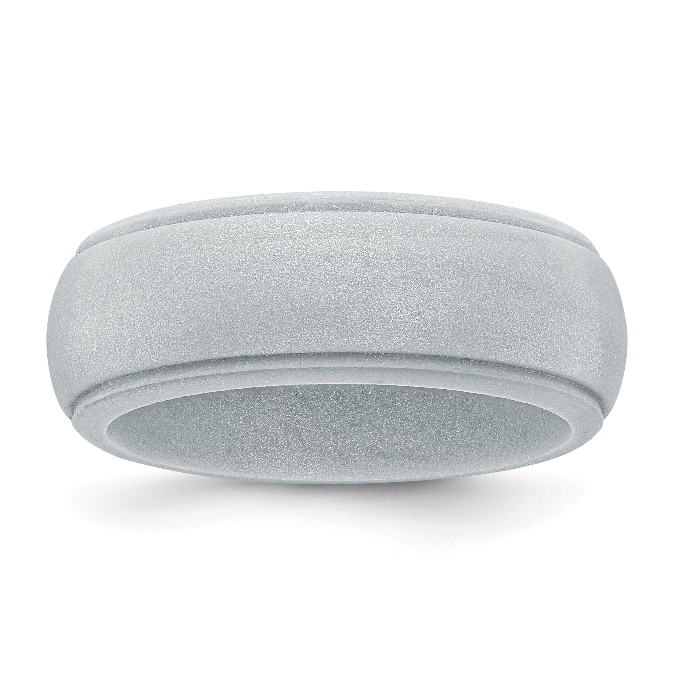 Silicone Silver Metallic 8mm Ridged Edge Band