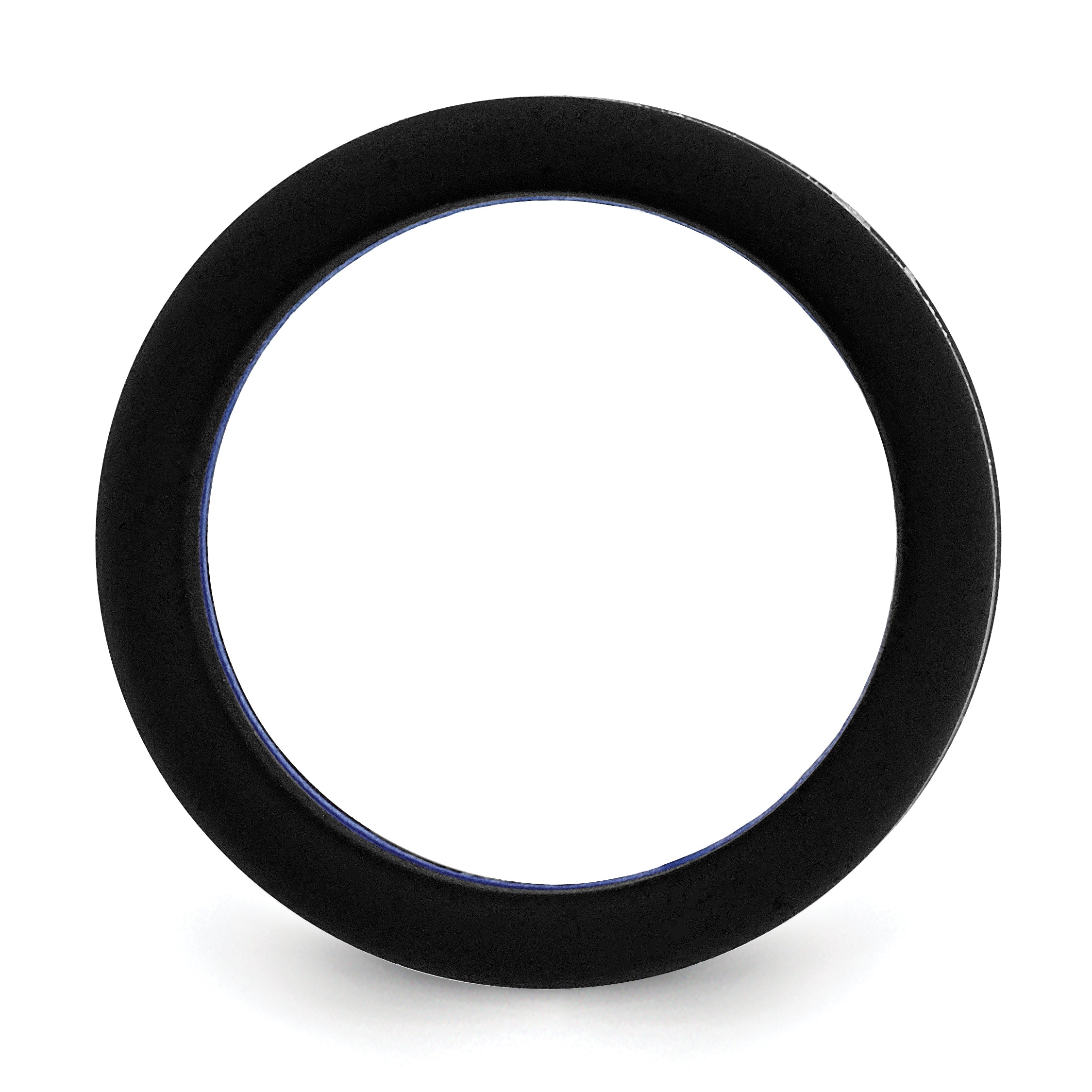 Black Silicone Flat Band Ring with Grey Line Center and 7.5mm Width Secondary image