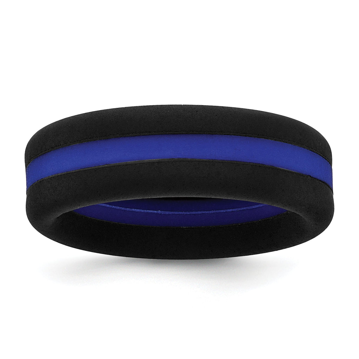 Blue Center Line Wedding Band in Black Silicone, 7.5mm, Size 7–13 - Sophia Jewelers Main image
