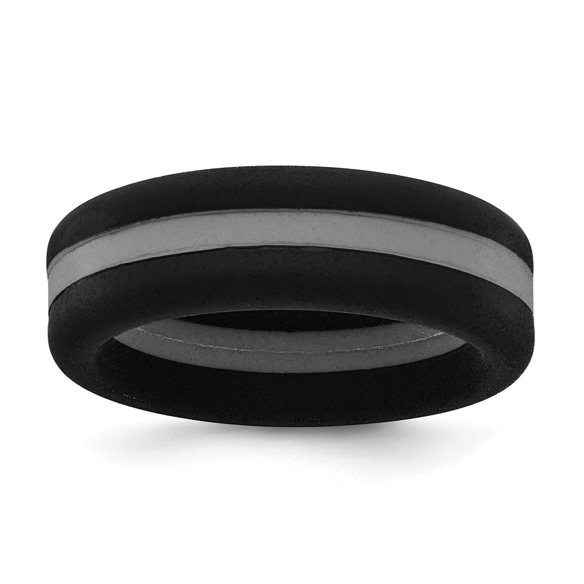 Gray Center Line Wedding Band in Black Silicone, 7.5mm, Size 7–13 - Sophia Jewelers Main image