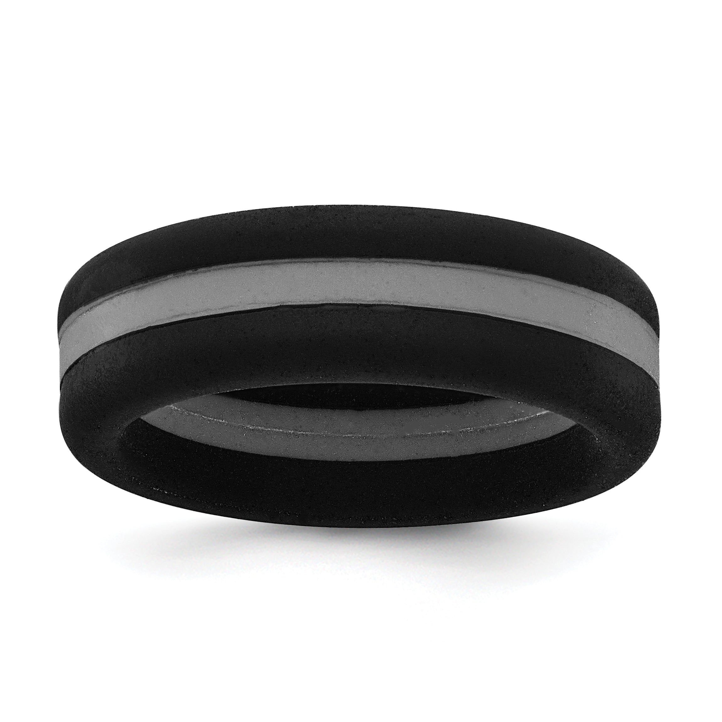 Silicone Black with Grey Line Center 7.5mm Flat Band Size 9 Main image