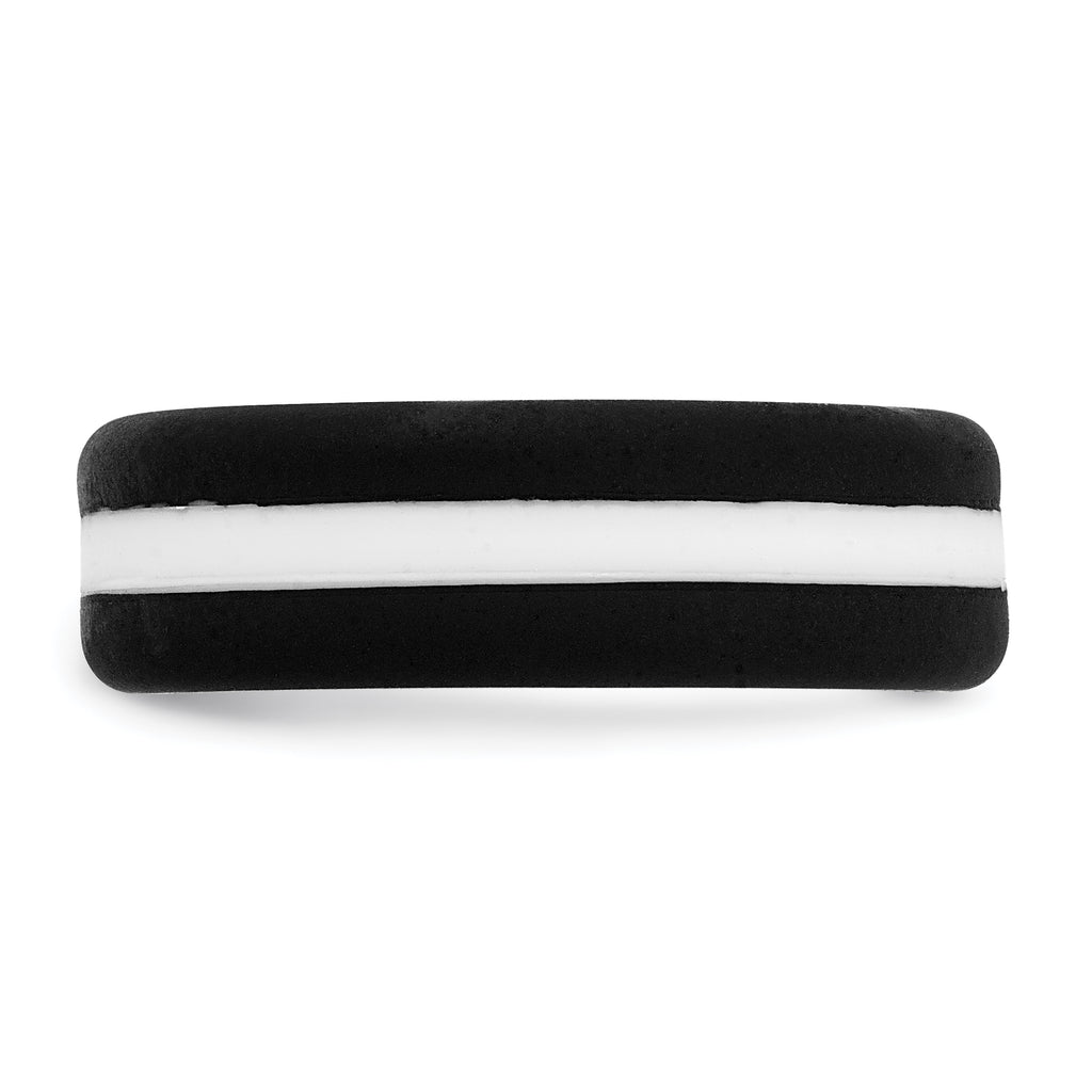 Silicone Black with White Line Center 7.5mm Flat Band Size 9