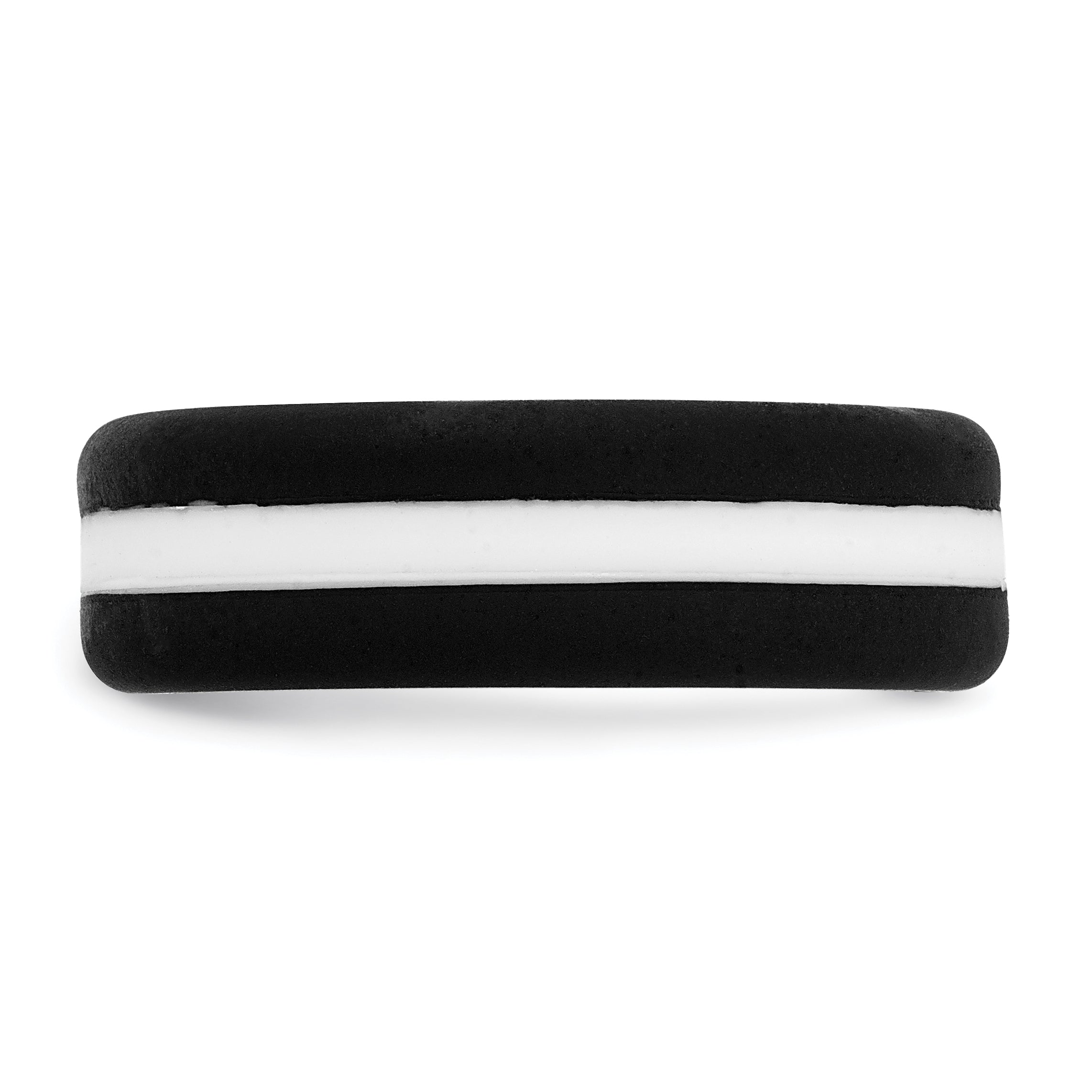 Silicone Black with White Line Center 7.5mm Flat Band Size 9