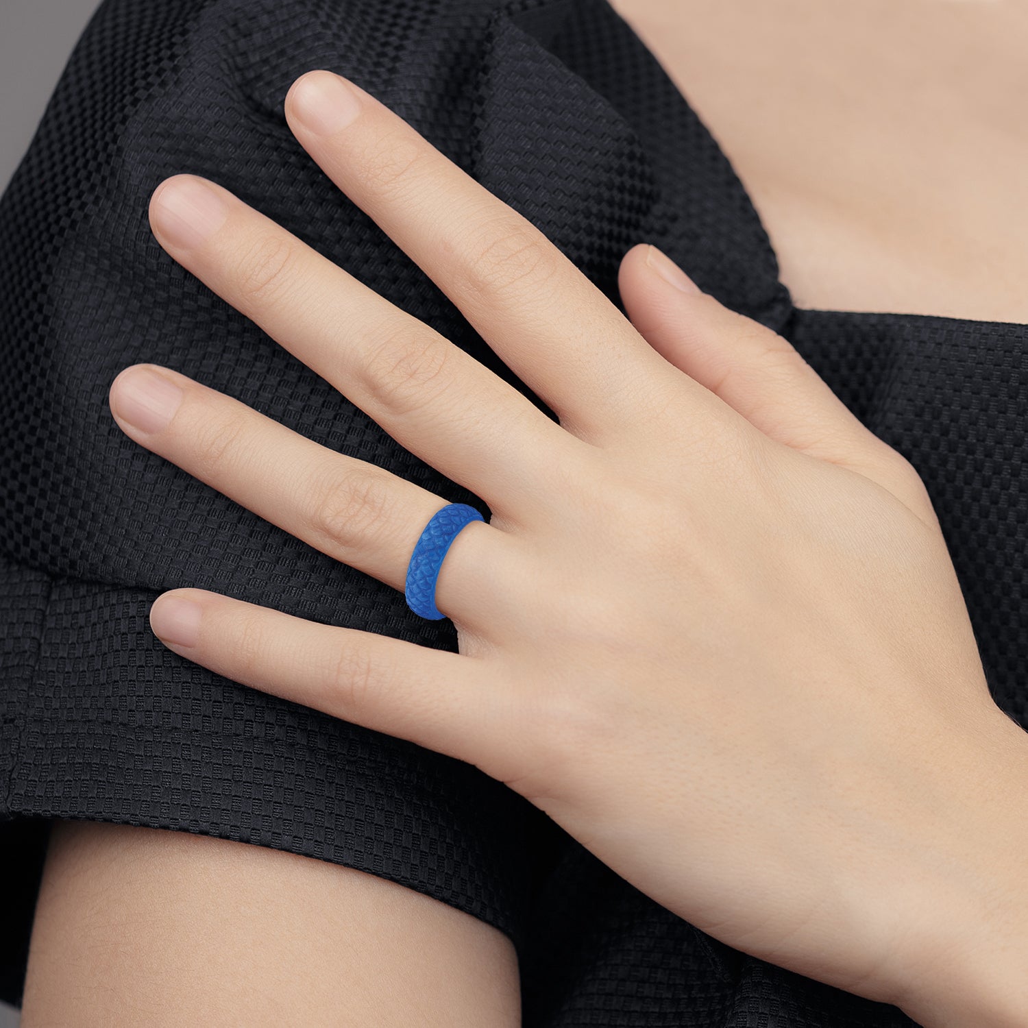 Silicone Blue Mermaid Pattern 5.7mm Domed Band Size 9