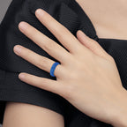 Silicone Blue Mermaid Pattern 5.7mm Domed Band Size 9