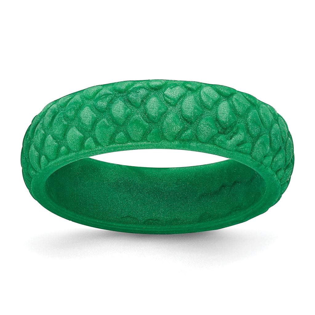 Silicone Green Mermaid Pattern 5.7mm Domed Band Size 9