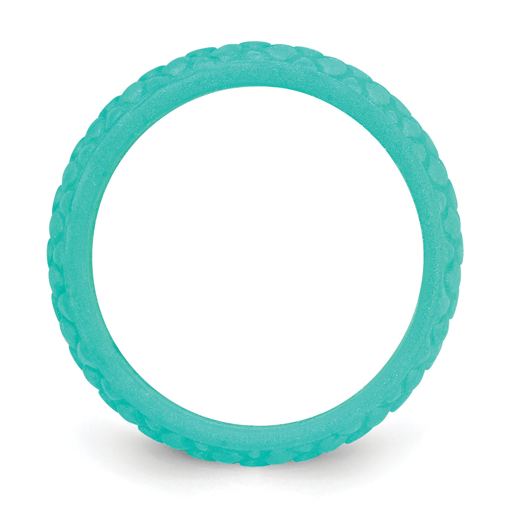 Silicone Sky Blue Mermaid Pattern 5.7mm Domed Band Size 9