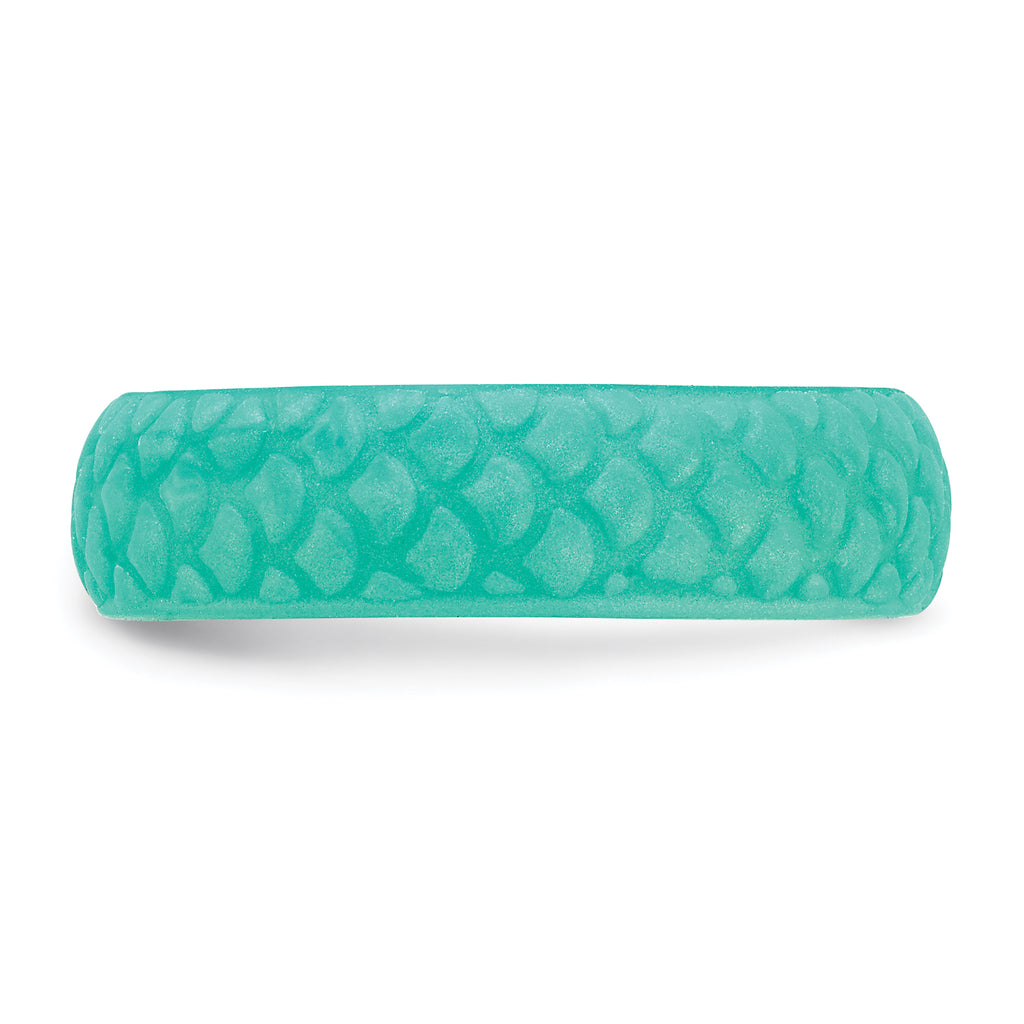 Silicone Sky Blue Mermaid Pattern 5.7mm Domed Band Size 9
