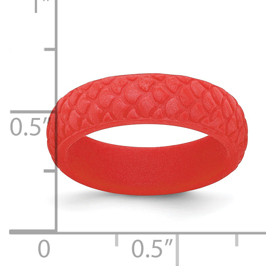 Silicone Red Mermaid Pattern 5.7mm Domed Band Size 9