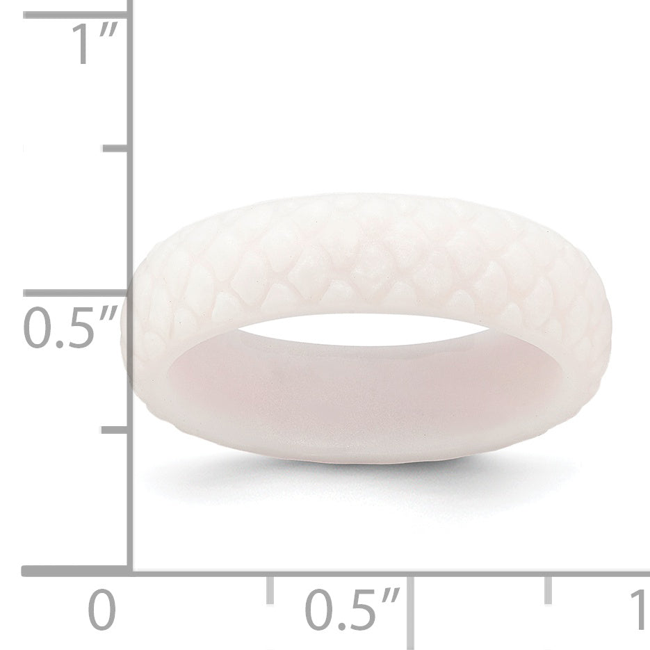 Silicone White Mermaid Pattern 5.7mm Domed Band Size 9