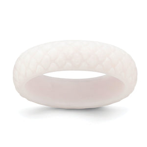 Mermaid Pattern Domed Wedding Band in White Silicone, 5.7mm, Size 5–10 - Sophia Jewelers