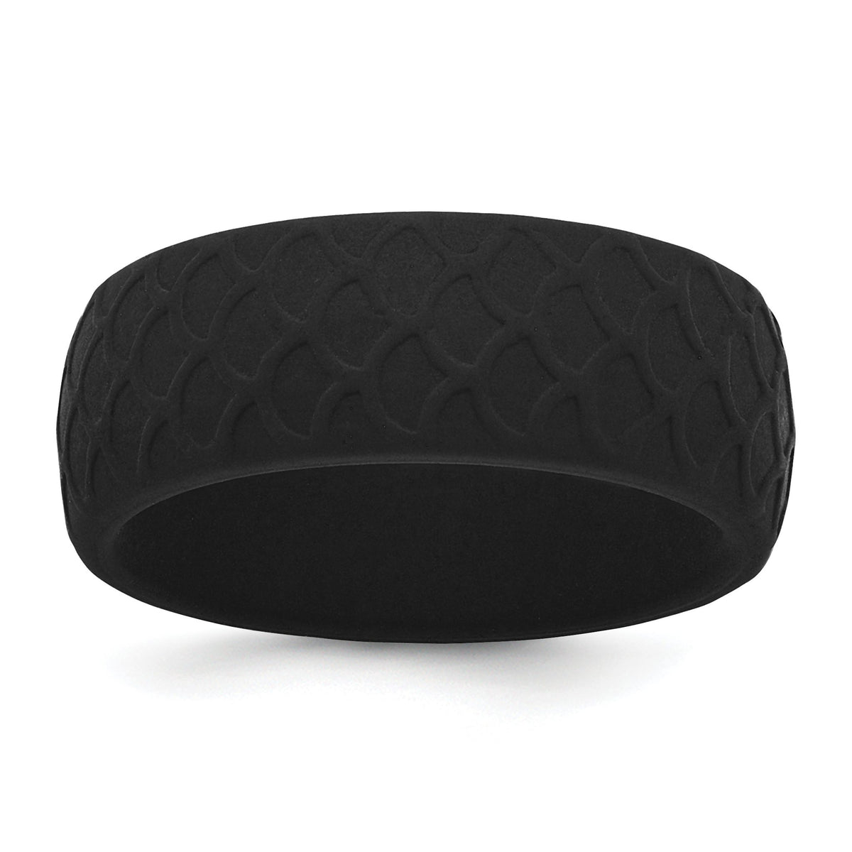 Fish Scale Pattern Wedding Band in Black Silicone, 8.7mm, Size 7–14 - Sophia Jewelers Main image